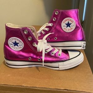 NEW w/o box Metallic Pink High Top Converse Sneakers - NEVER WORN